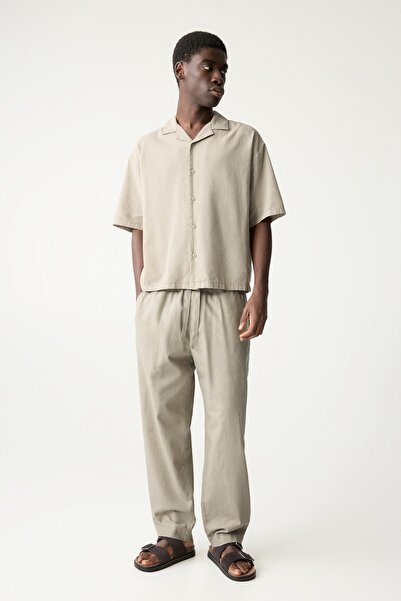 Pull & Bear Keten karışımlı ve kısa kollu gömlek