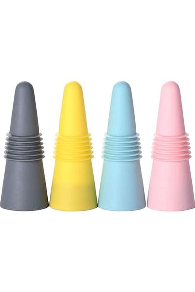 Briggs Set 4 dopuri reutilizabile din silicon pentru sticle de vin, băuturi, multicolore,