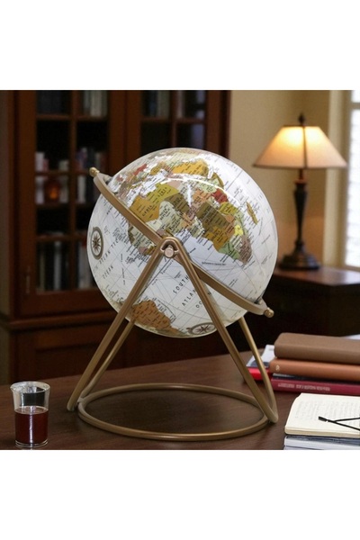 Kuzey Tacı Şık Görünümlü Dünya Küresi – Haritalı Tasarım ve Modern Stand Eğit...