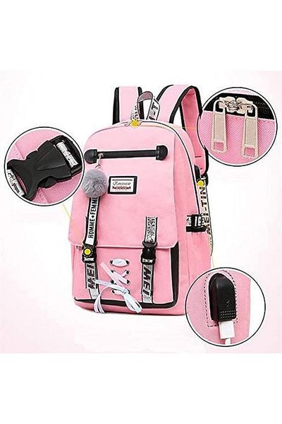 Mercaton Smart Backpack for Kids with USB Port, Anti-Theft Lock, Waterproof Material, 20-35L, Pink