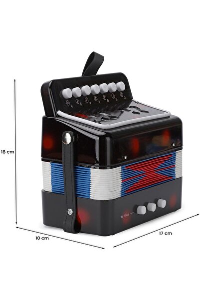 Flippy Acordeon pentru copii, Flippy, acordeon de jucărie pentru educație timpurie, 7 butoane, 2 bas, instrument muzical