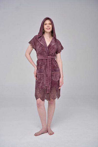 Nuşa Lace Niki Velvet Bamboo Cotton Dressing Gown