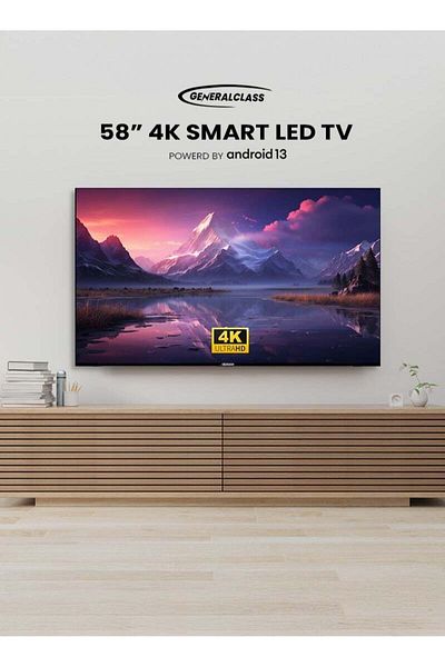 General Class SMART TV 58" Frameless, Android 13, 8GB + 1.5GB RAM, LED 4K UHD, 2 USB, 3 HDMI, Model