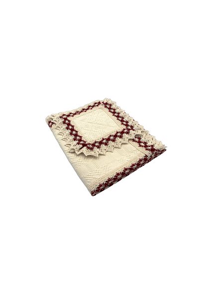 Nicoratex Cream Rectangular Tablecloth with Red Insertion and Cream Red Lace 160x130 cm