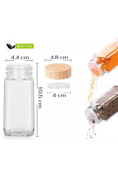 Bayev Wenken Bamboo Spice Rack Set with Stand and Lid 3506 - X Stand 5-Piece Spice Storage Organizer