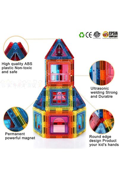 İSP Set de Constructie Magnetic cu 46 Piese, Educativ si Creativ, "LikeSmart MAG 46", Numeroase Posibili