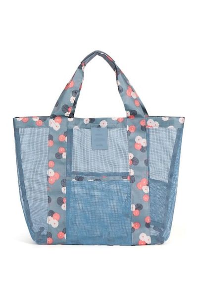 Flo Geanta de Plaja, din Plasa Transparenta, Floral Summer, 43 x 10 x 33 cm, pentru Umar