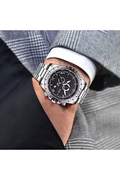 REDz Accessories Ρολόι Ανδρικό, Ανοξείδωτο Ατσάλι, Μπρασελέ με Αλυσίδα, Αλυσίδα Λιονταριού, Ανδρικό Στυλ, Ασημί