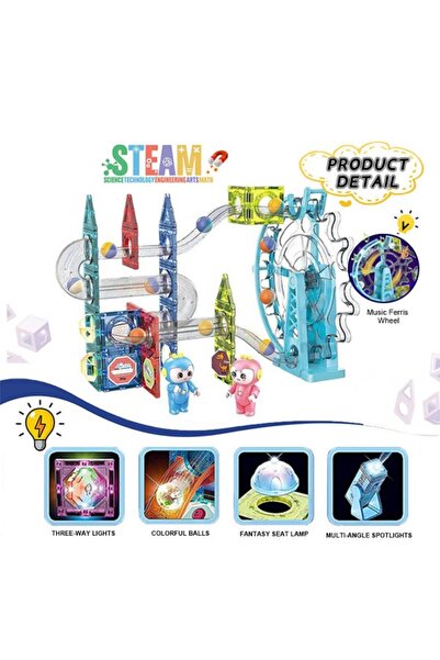 LikeSmart Educational and Creative Magnetic Light Set, with 120 Pieces, Ball Track, "LikeSmart Light Magic Magnetic"
