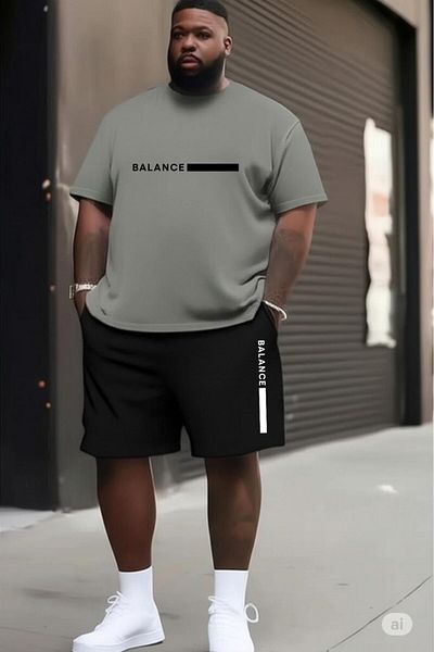 CAST COLLECTİON Ανδρικό μπλουζάκι Nardo Grey Oversize Μαύρο σορτς Balance Σετ