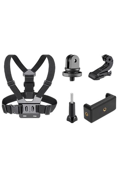OEM Set accesorii YG5in1 pentru suport de piept pentru telefon sau GoPro, negru