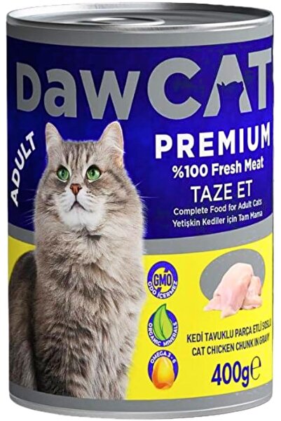 DAWCAT طعام القطط البالغة الرطب مع قطع دجاج حقيقية في المرق (علبة 400 جرام)