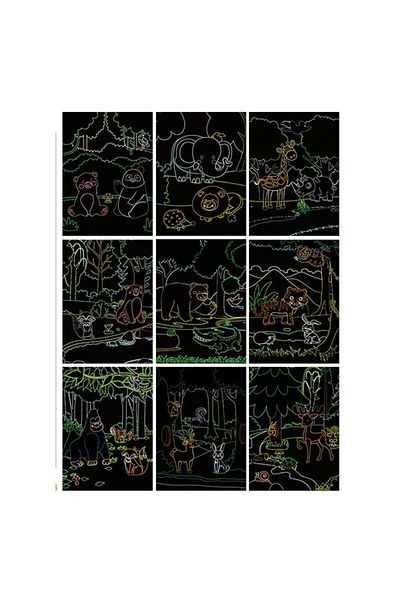 Flippy Set de 9 cărți razuibile, Flippy, cărți de artă razuibile, +3 ani, razuiește și colorează, multicolor