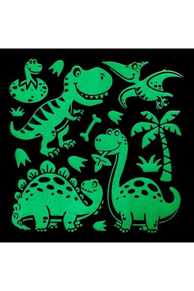 dalip Set autocolante fosforescente, model Dinozauri, 30.5x30.5cm, Verde