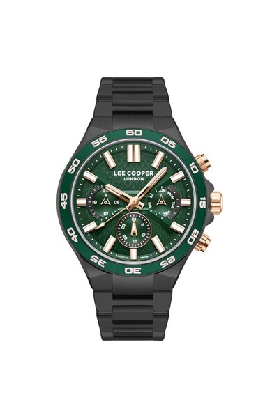 Lee Cooper Lc08067.070 Men's Watch – Green Dial, Black Case, Chronograph Design