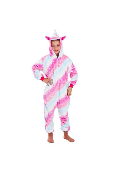 SERSIMO Pijama tip salopeta pentru copii, model unicorn, marime 130-140cm