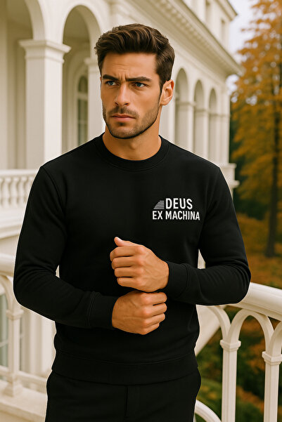 Rich Чоловічий 100% бавовняний світшот з велосипедним коміром і принтом - довгий рукав, унісекс, вільний крій, базовий світшот