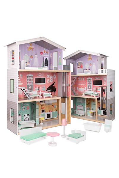 İSP Casuta de papusi din lemn, 117 cm, "LikeSmart Pastel 5219"