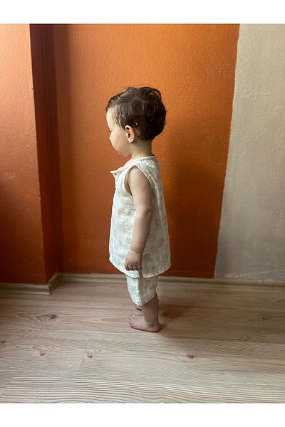 BabyDia Animal Patterned Muslin Shorts Suit 12 Months-5 Years