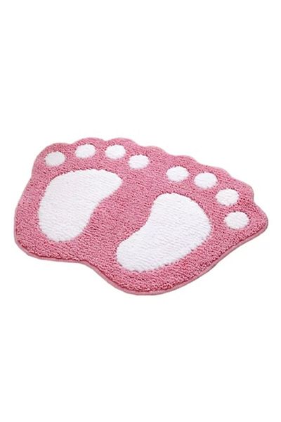 dalip Bathroom Foot Mat, Super-Absorbent, 40x60cm, White-Pink