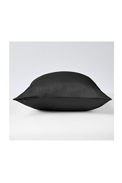 WaltStore Set de 2 fețe de pernă din mătase, cu fermoar, Mulberry Silk 22 Momme, negru 50 x 70 cm