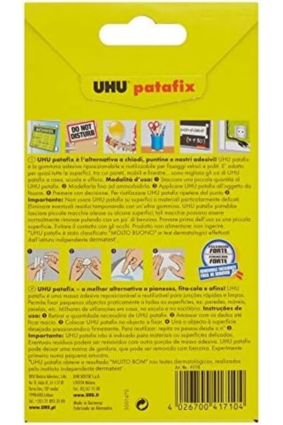 Uhu Patafix, Removable And Reusable Adhesive Pads, 80 Pads, White