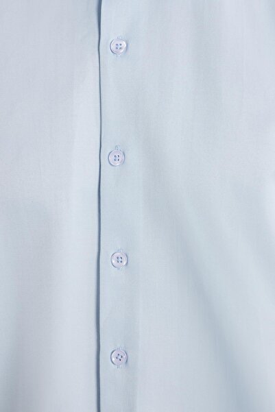 Tudors Erkek Regular Fit Klasik Kesim Pamuklu Düz Mavi Gömlek