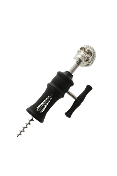 GiftExpress Professional black metal corkscrew with skull