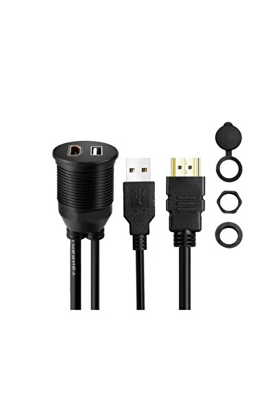 dalip Cablu prelungitor video USB A și HDMI mascul la USB A și HDMI femelă, capac de cauciuc, lungime 1 m