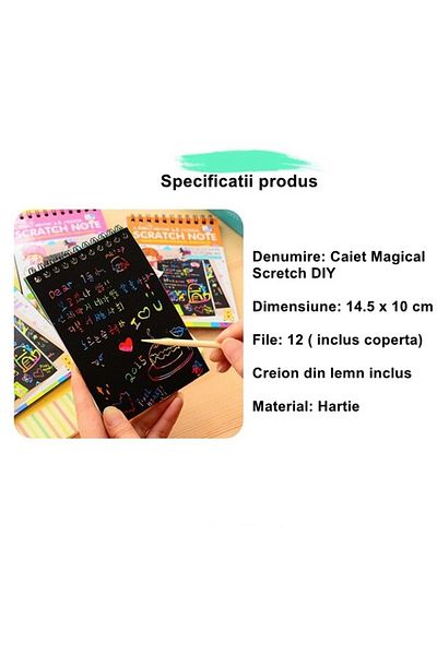 Flippy Carte de răzuit, Curcubeu, Creion de lemn, Cartonașe negre, Verde