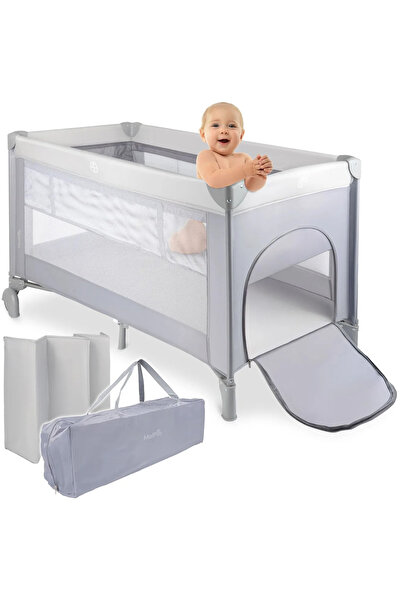 LikeSmart Patut Pliant, Reglaj 2 Nivele, Saltea Inclusa , Portabil, Pilo