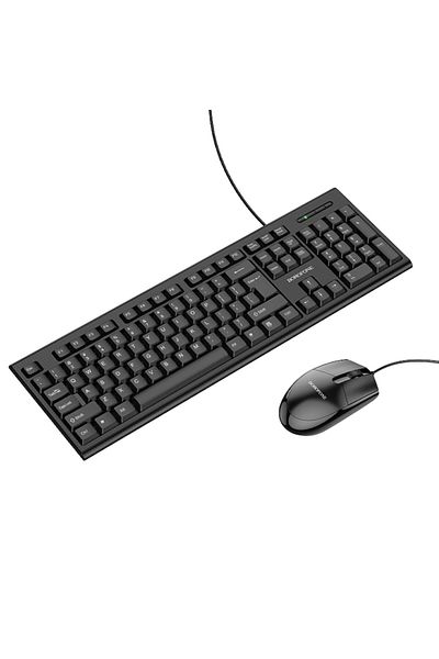 Borofone Set tastatură și mouse cu fir, USB A, 104 taste, 1200 DPI, Borofone, ABS, Negru