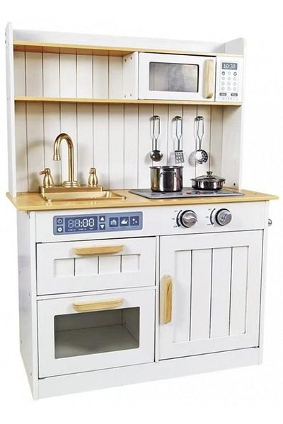 LikeSmart Bucatarie din lemn pentru copii Kiddie Cookery, cu lumini si sunete, solida si dur