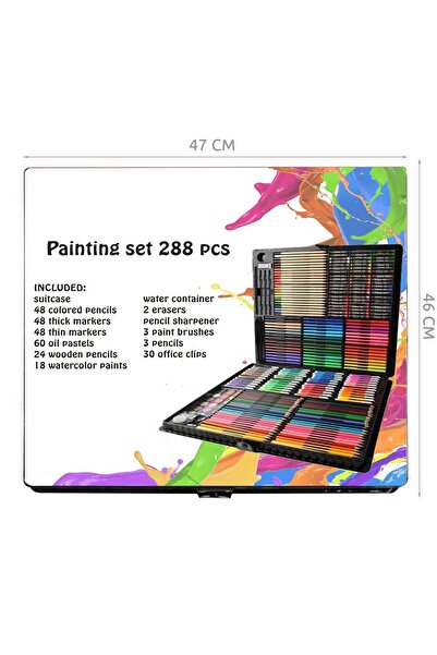 İSP Set pentru desen si pictura "Likesmart Painting Set 8643", 288 piese, creioane, carioci, acuarel