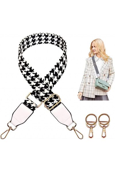 Littlejsy bag replacement strap, nylon/metal, white/black/gold, 3.8 x 80-130 cm