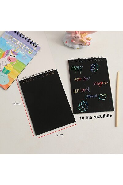 Flippy Scratch Book, DIY Magic Scratch, 12 Sheets, Rainbow, Wooden Pencil, Black Cards, red