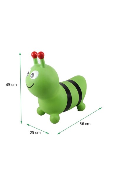PROCART Inflatable jumping caterpillar, green rubber, 56x25x45 cm