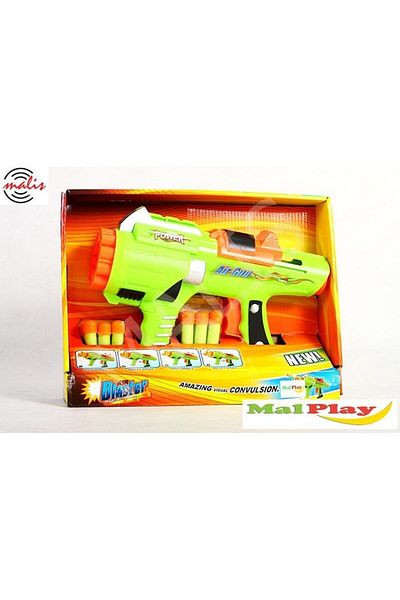 MalPlay Jucărie pentru copii cu lansator de cartușe din spumă, plastic, verde