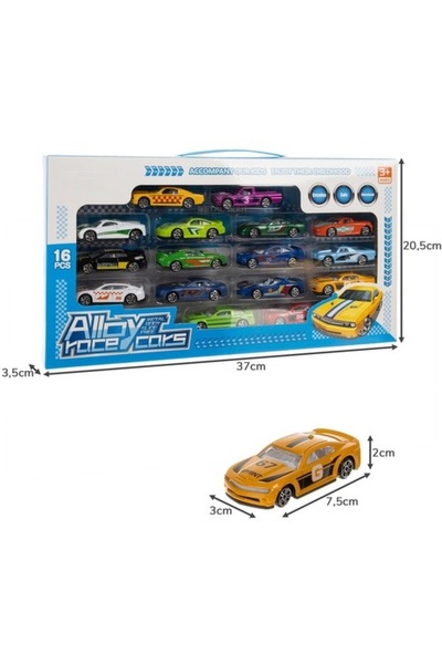 İSP "Likesmart Alloy Race Cars" metal and plastic alloy car set, 16 cars, Multicolor