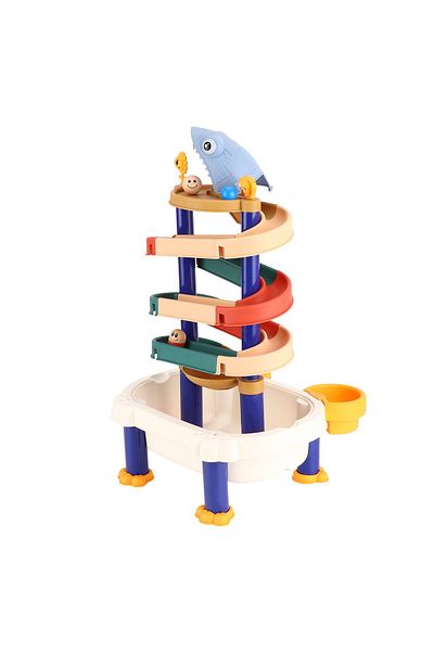 İSP "Likesmart Track Blocks Desk" Water Toy Table, 40 Pieces, 4 Balls, White