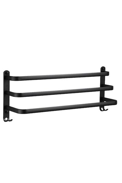 dalip Triple Towel Rack in Black Aluminum, 50 cm