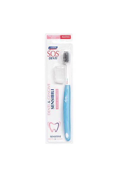 CICCARELLI Periuta de Dinti, S.O.S Denti, cu Peri din Carbune, pentru sensibilitate dentara, Ciccarelli, Albast
