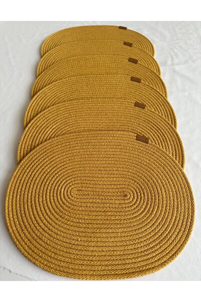 HHKARTS مفرش طاولة من الجوت الأمريكي، ديكور طاولة، بيضاوي الشكل، خردل، 30x40،...