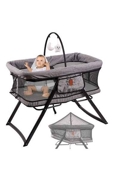 LikeSmart Patut pliabil pentru Nou Nascuti "ISP Folding Bed", Arcada Jucarii, fara margini ascutite,