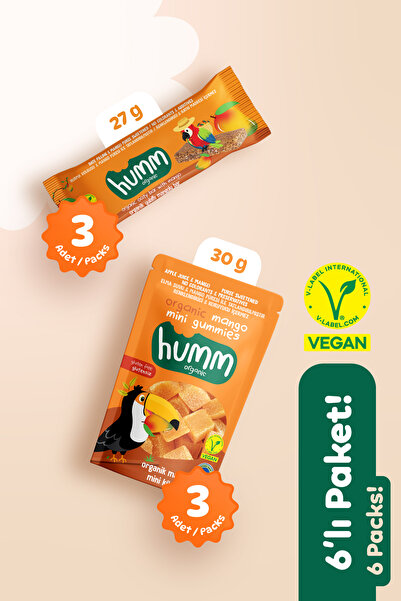 Humm Organic Organik Vegan Mangolu Meyveli Küp & Yulaf Bar Atıştırmalık Paket...