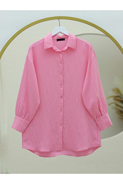 MORESUN Klasik Yaka Boydan Düğmeli Oval Kesim Gömlek