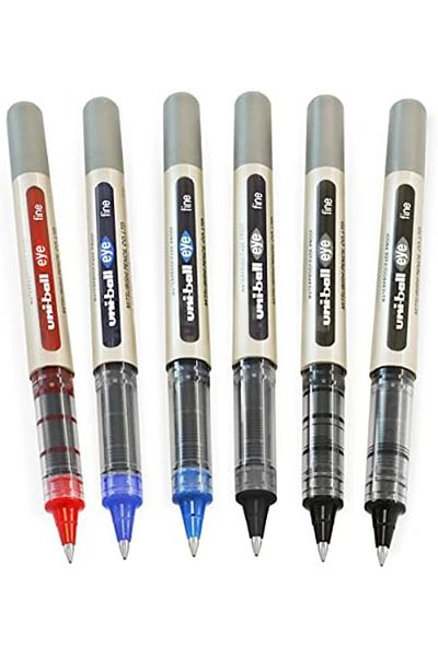 UNİ-BALL EYE UB-157 Rollerball Pens - 0.7mm Nib - 3 x Black, 2 x Blue, 1 x Red - 6 Pack