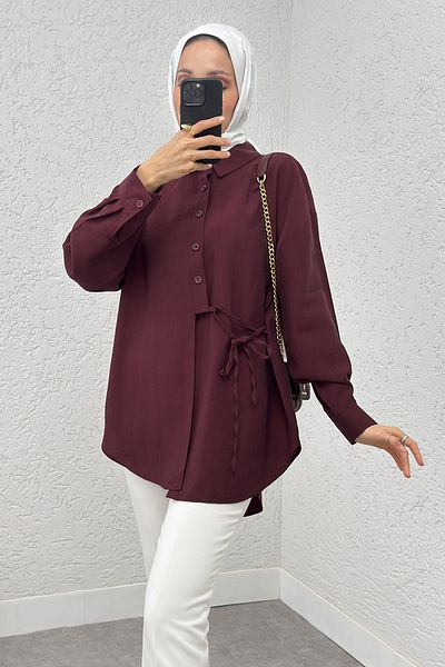 Salih Çelebi Side Tie Shirt 2220 – Claret Red
