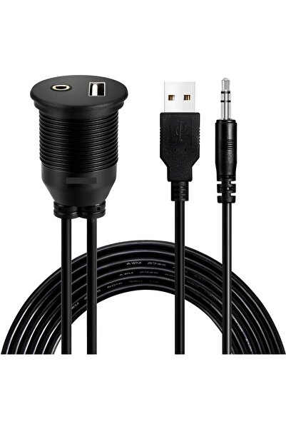 SpeedUF Montaj Tipi USB & AUX Uzatma Kablosu 🔌 2 Metre Panel Tipi Stereo Kablo
