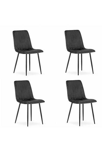 Mercaton Set 4 scaune bucatarie/living, Mercaton, Lava, catifea, metal, negru...